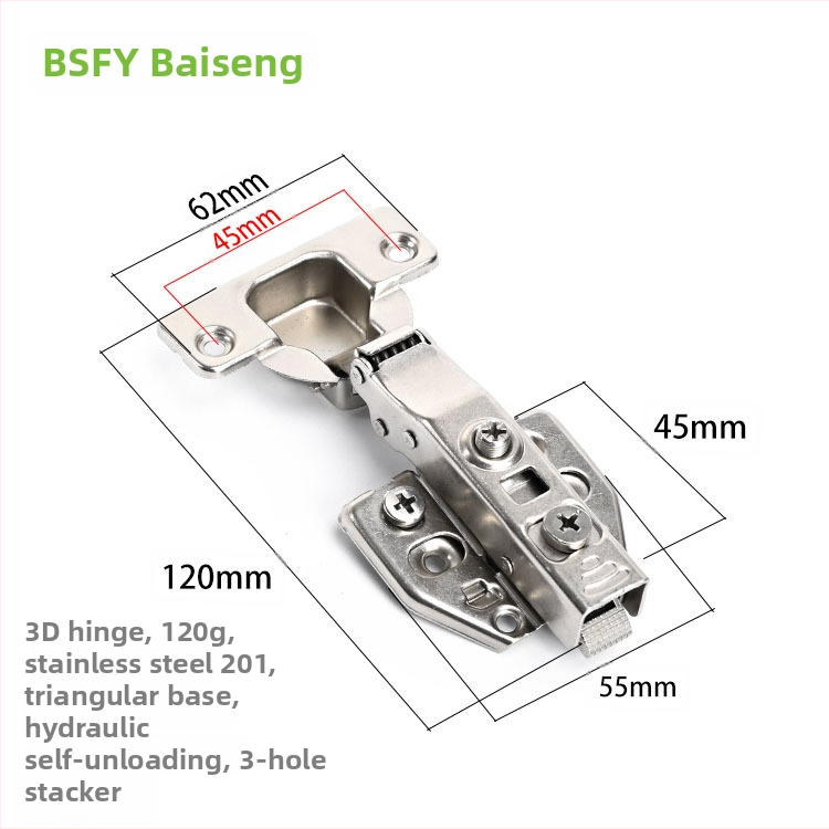 Ανοξείδωτος μεντεσές ντουλάπας με 3D αποσβεστικό μηχανισμό, αποσπώμενος, πάχος 3,5 mm, κατάλληλος για διάφορες πόρτες ντουλαπιών