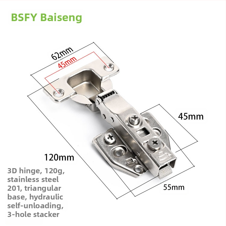 Ανοξείδωτος μεντεσές ντουλάπας με 3D αποσβεστικό μηχανισμό, αποσπώμενος, πάχος 3,5 mm, κατάλληλος για διάφορες πόρτες ντουλαπιών