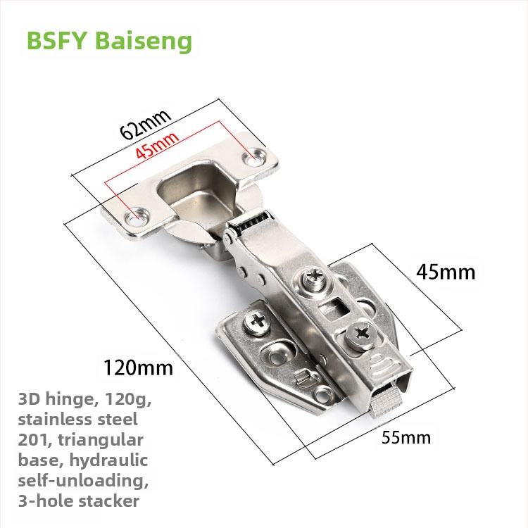 Ανοξείδωτος μεντεσές ντουλάπας με 3D αποσβεστικό μηχανισμό, αποσπώμενος, πάχος 3,5 mm, κατάλληλος για διάφορες πόρτες ντουλαπιών