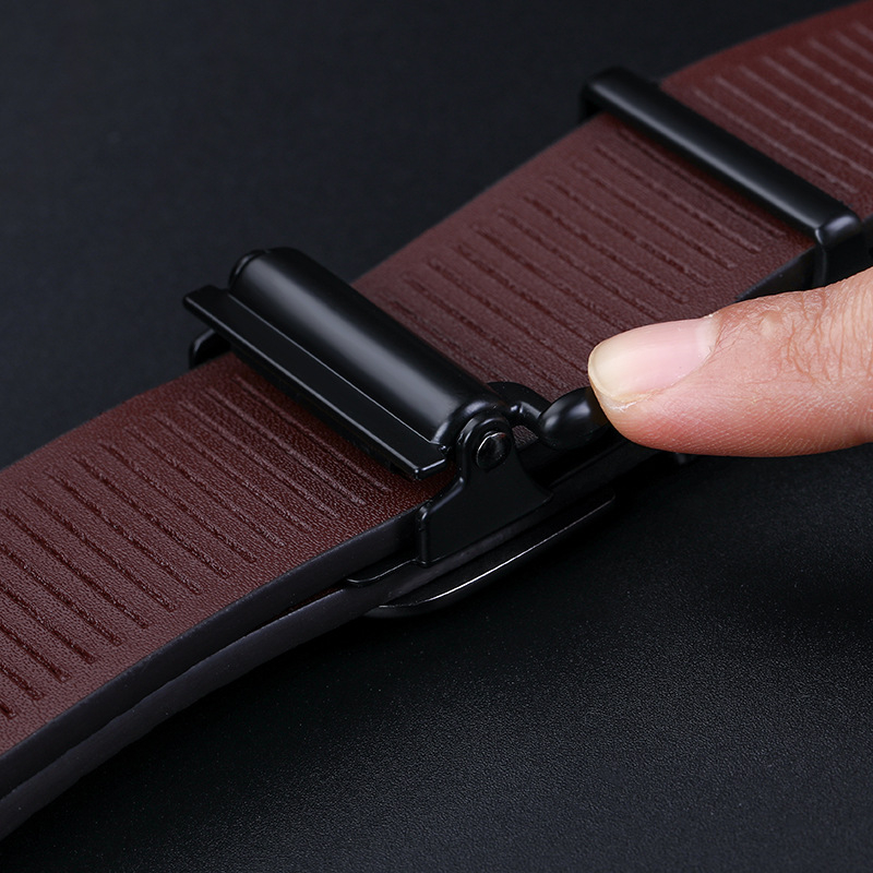 Curea din piele pentru bărbați, design 12 zodii, cataramă automată, piele naturală, două straturi de piele de vițel, placare electrolitică