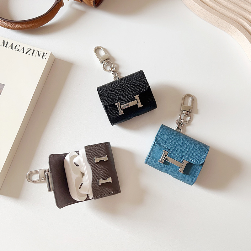 Noshiel AirPods Pro 2 защитен калъф PU материал, аксесоар за чанта с 4 висулки