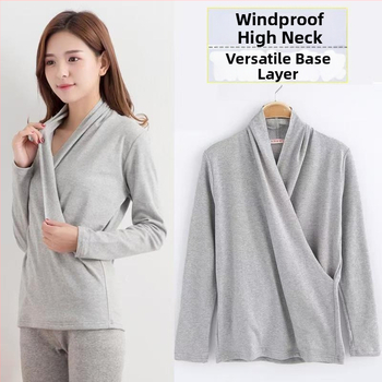 Σετ τοπ θηλασμού για εγκύους – μακριά μανίκια, μίξη βαμβάκι-ελαστάν, μπροστινό άνοιγμα θηλασμού, φθινοπωρινό 2025, στυλ τεσσάρων εποχών