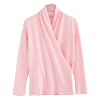 Σετ τοπ θηλασμού για εγκύους – μακριά μανίκια, μίξη βαμβάκι-ελαστάν, μπροστινό άνοιγμα θηλασμού, φθινοπωρινό 2025, στυλ τεσσάρων εποχών