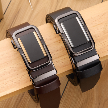 Curea GELING din piele naturală, din piele de vițel prim-strat, cataramă automată, piele tratată vegetal, design cu un singur strat