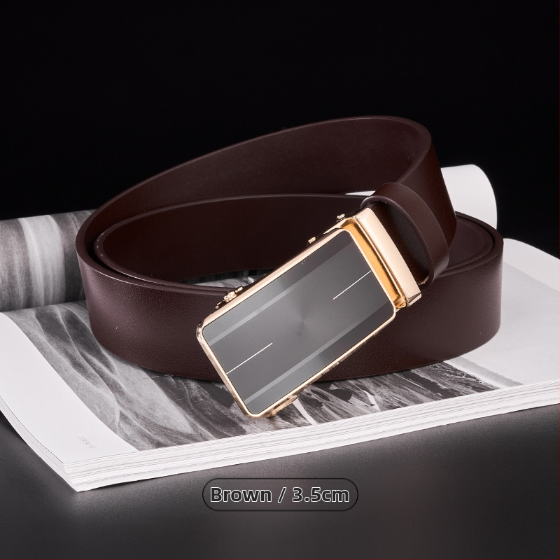 Curea GELING din piele naturală, din piele de vițel prim-strat, cataramă automată, piele tratată vegetal, design cu un singur strat