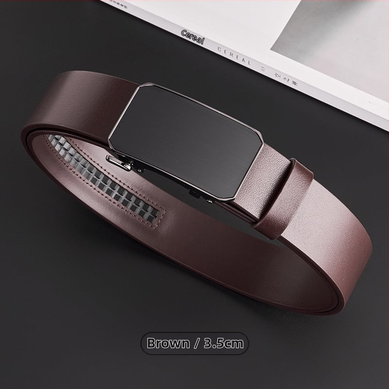 Curea GELING din piele naturală, din piele de vițel prim-strat, cataramă automată, piele tratată vegetal, design cu un singur strat