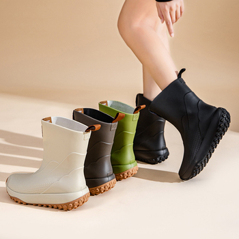 Botosei de ploaie pentru femei, slip-on, gambă joasă, exterior PVC, impermeabile, talpă antiderapantă