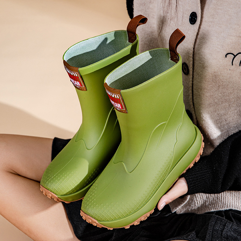 Botosei de ploaie pentru femei, slip-on, gambă joasă, exterior PVC, impermeabile, talpă antiderapantă