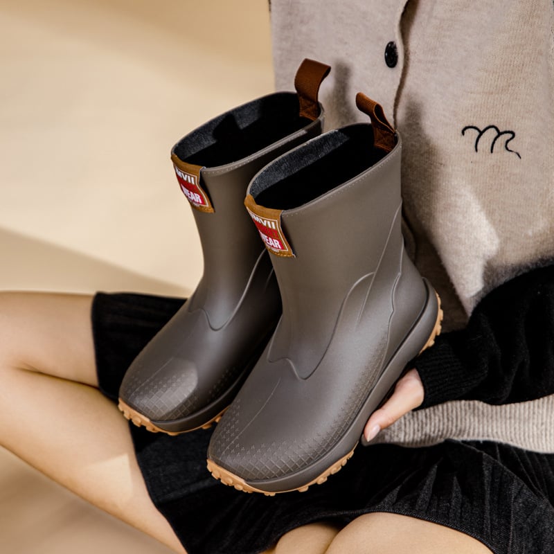 Botosei de ploaie pentru femei, slip-on, gambă joasă, exterior PVC, impermeabile, talpă antiderapantă