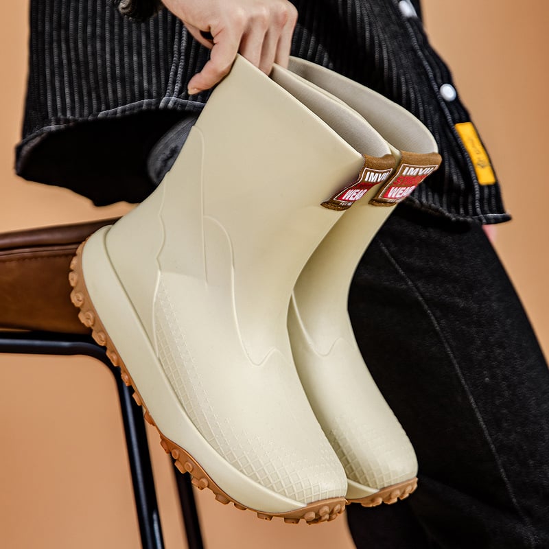 Botosei de ploaie pentru femei, slip-on, gambă joasă, exterior PVC, impermeabile, talpă antiderapantă