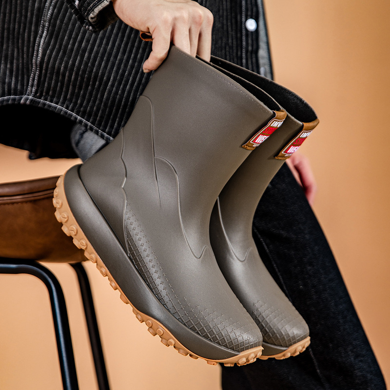 Botosei de ploaie pentru femei, slip-on, gambă joasă, exterior PVC, impermeabile, talpă antiderapantă