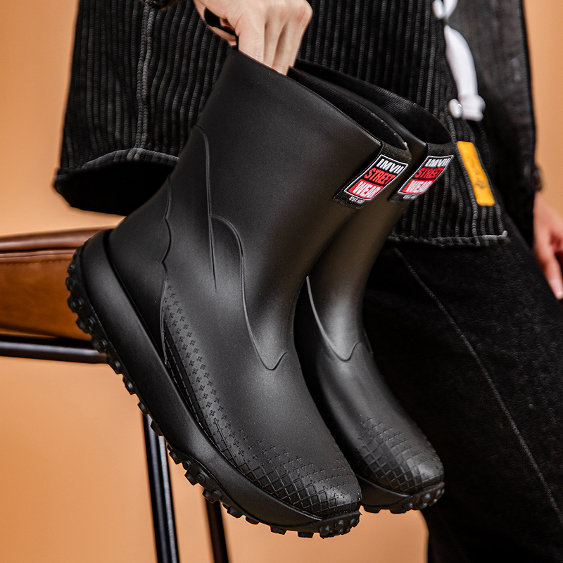 Botosei de ploaie pentru femei, slip-on, gambă joasă, exterior PVC, impermeabile, talpă antiderapantă