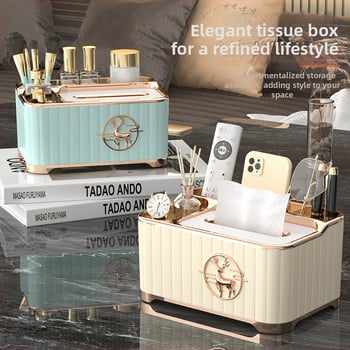 Stolný box na vreckovky, plastový, vodeodolný a viacúčelový, odnímateľná papierová utierka, model A15–A18