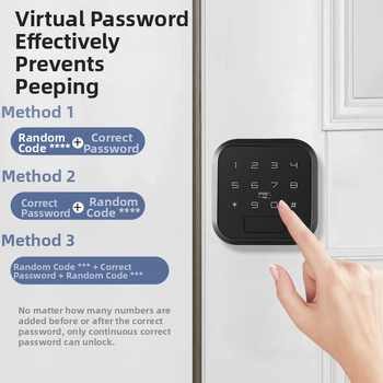 Weirman B3 интелигентен заключващ механизъм за дървена врата с отпечатък, парола, карта и ключ, дистанционно отключване; съхранява до 100 отпечатъка, над 100 000 отключвания, сканиране до 0,5 s, DC захранване, -20–65°C, 20–90% влажност.