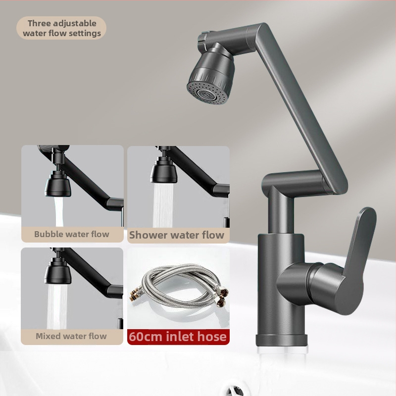 Nerezová oceľová miešacia batéria pre umývadlo s reguláciou teploty (1-100°C), horúca/studená voda, montáž na doske, model ZC1099, meďový jadrový ventil, 20 mm vstup/výstup