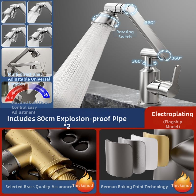 Nerezová oceľová miešacia batéria pre umývadlo s reguláciou teploty (1-100°C), horúca/studená voda, montáž na doske, model ZC1099, meďový jadrový ventil, 20 mm vstup/výstup