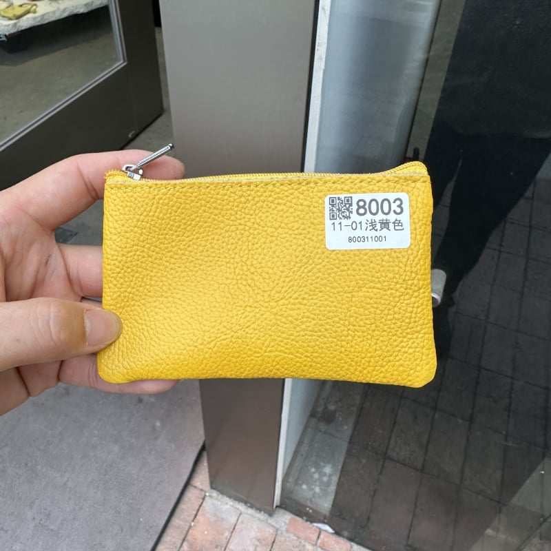 Γυναικείο πορτοφόλι με φερμουάρ από γνήσιο δέρμα, πρώτο στρώμα βοδινού δέρματος, υφή Lychee, μαλακή επένδυση από δέρμα