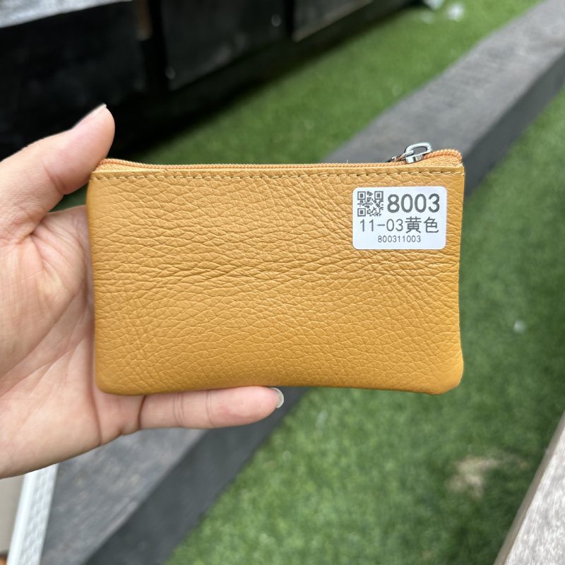 Γυναικείο πορτοφόλι με φερμουάρ από γνήσιο δέρμα, πρώτο στρώμα βοδινού δέρματος, υφή Lychee, μαλακή επένδυση από δέρμα