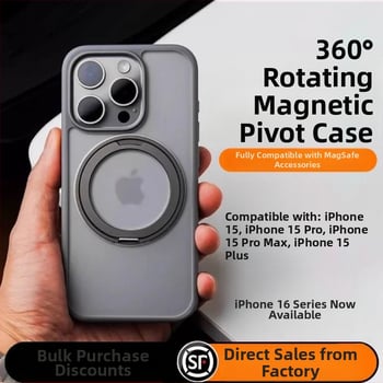 iPhone-hoz készült 360°-os forgó állvánnyal ellátott tok, átlátszó szilikon, CNC-kivitel, ütésálló, mágneses rögzítéssel, kompatibilis az iPhone 12/13/14 sorozattal