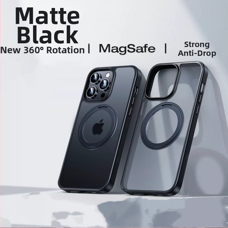 iPhone-hoz készült 360°-os forgó állvánnyal ellátott tok, átlátszó szilikon, CNC-kivitel, ütésálló, mágneses rögzítéssel, kompatibilis az iPhone 12/13/14 sorozattal