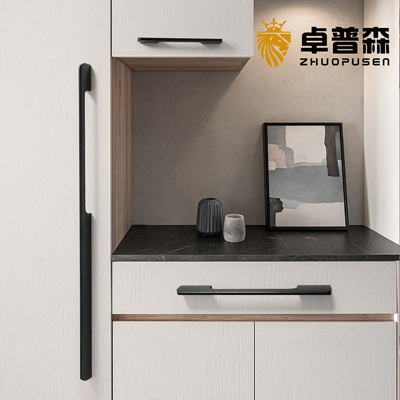 Rukoväť z hliníkovej zliatiny na dvierka skrinky, moderný minimalistický štýl, lisované liatie, tvar pol-dumpling, povrchová montáž
