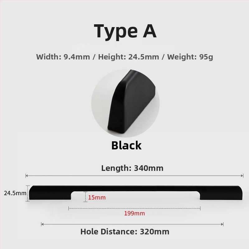 Χειρολαβή ντουλάπας από κράμα αλουμινίου, μοντέρνος μινιμαλιστικός στυλ, χυτό με καλούπι, σχήματος ημι-dumpling, επιφανειακή τοποθέτηση