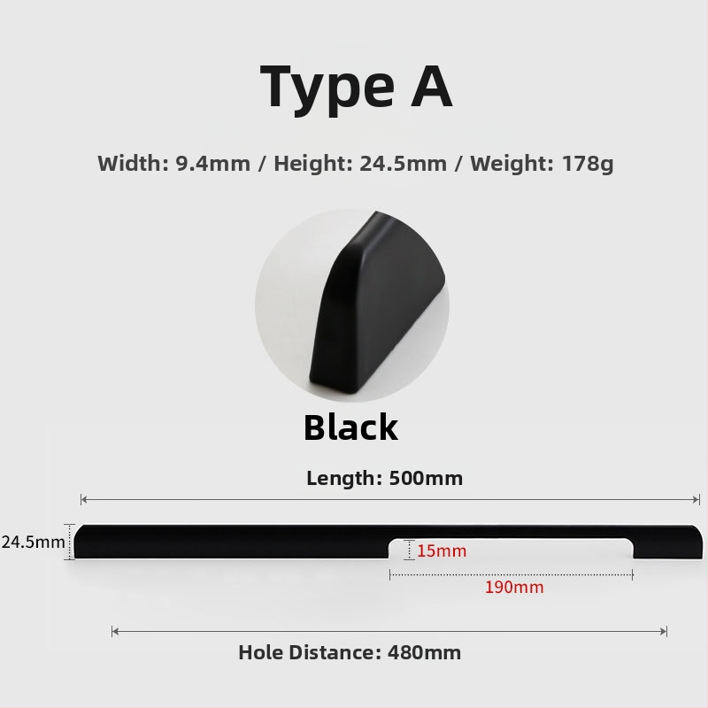 Χειρολαβή ντουλάπας από κράμα αλουμινίου, μοντέρνος μινιμαλιστικός στυλ, χυτό με καλούπι, σχήματος ημι-dumpling, επιφανειακή τοποθέτηση