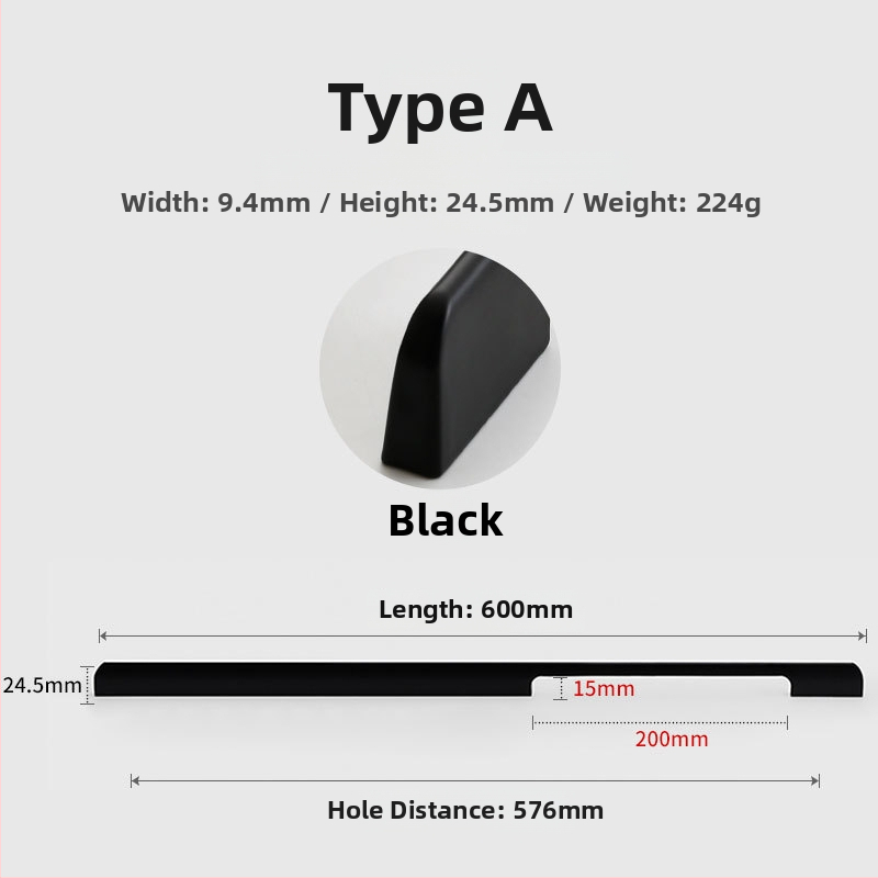 Χειρολαβή ντουλάπας από κράμα αλουμινίου, μοντέρνος μινιμαλιστικός στυλ, χυτό με καλούπι, σχήματος ημι-dumpling, επιφανειακή τοποθέτηση