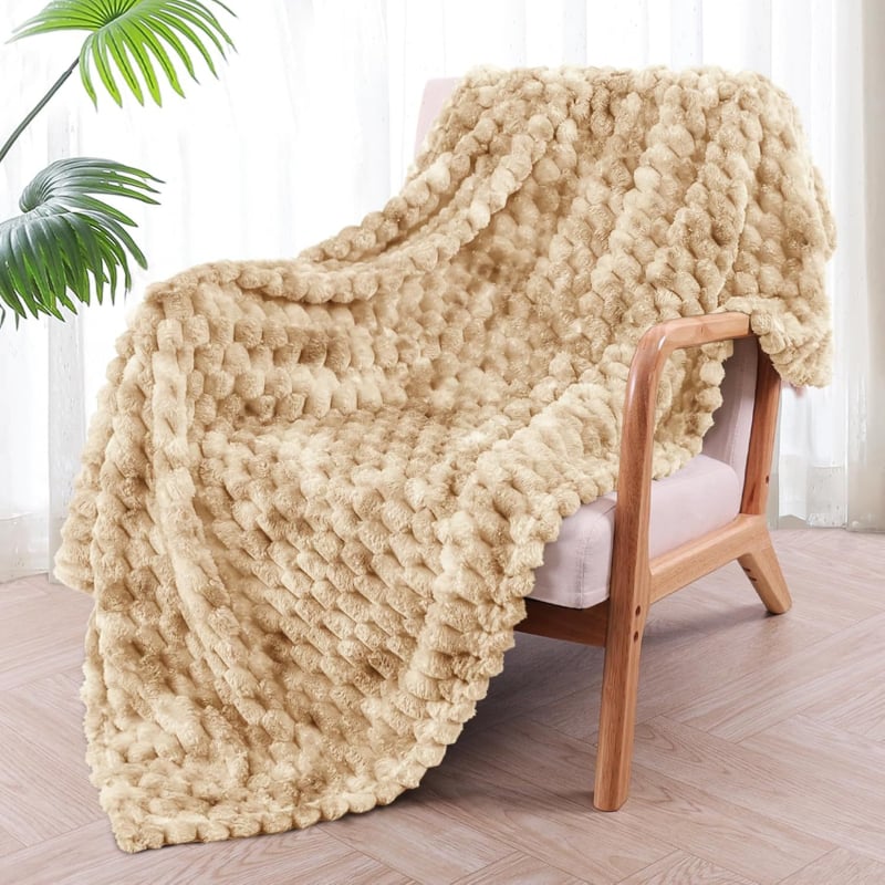 Cuvertură de flanelă din poliester, 300–500 g, pentru toate sezoanele, stil modern minimalist