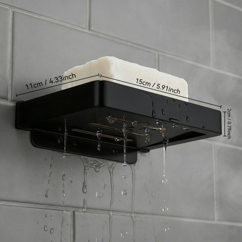 Raft de baie montat pe perete cu suport pentru hârtie igienică și telefon; oțel inoxidabil 304, finisaj polizat, formă dreptunghiulară.