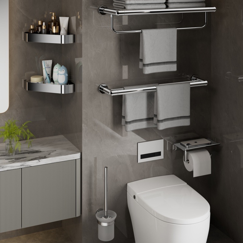 Držač za ručnike u kupaonici od nehrđajućeg čelika, elektroplating završna obrada, moderan minimalistički stil, setovi od 2–6+ komada
