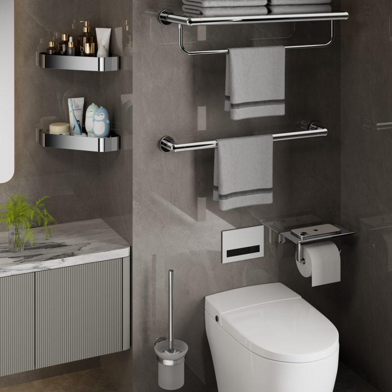 Držač za ručnike u kupaonici od nehrđajućeg čelika, elektroplating završna obrada, moderan minimalistički stil, setovi od 2–6+ komada