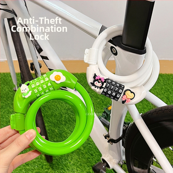 Hegyi kerékpárhoz kódos zár – lopás elleni védelem, aranyos rajzolt dizájn, 2025-ös modell, acélkábel/lánc zár (Termékkód: Tsm+8)