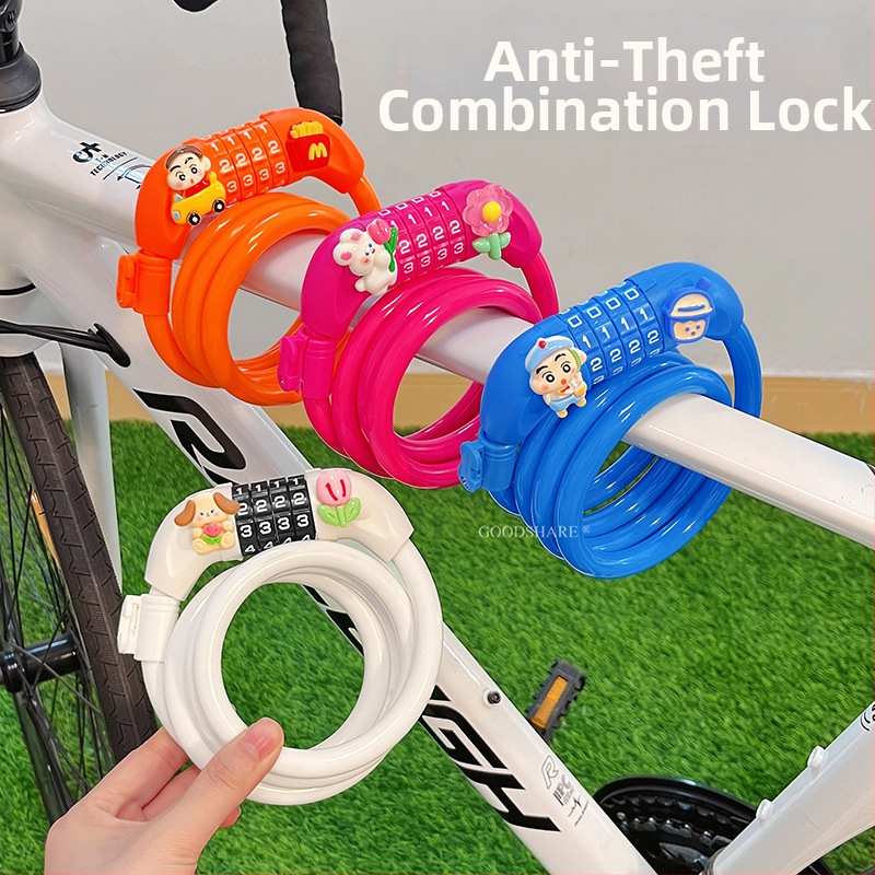 Zámok proti krádeži horského bicykla s kódom – roztomilý kreslený dizajn, model 2025, oceľový káblový zámok/retiazkový zámok (Kód produktu: Tsm+8)