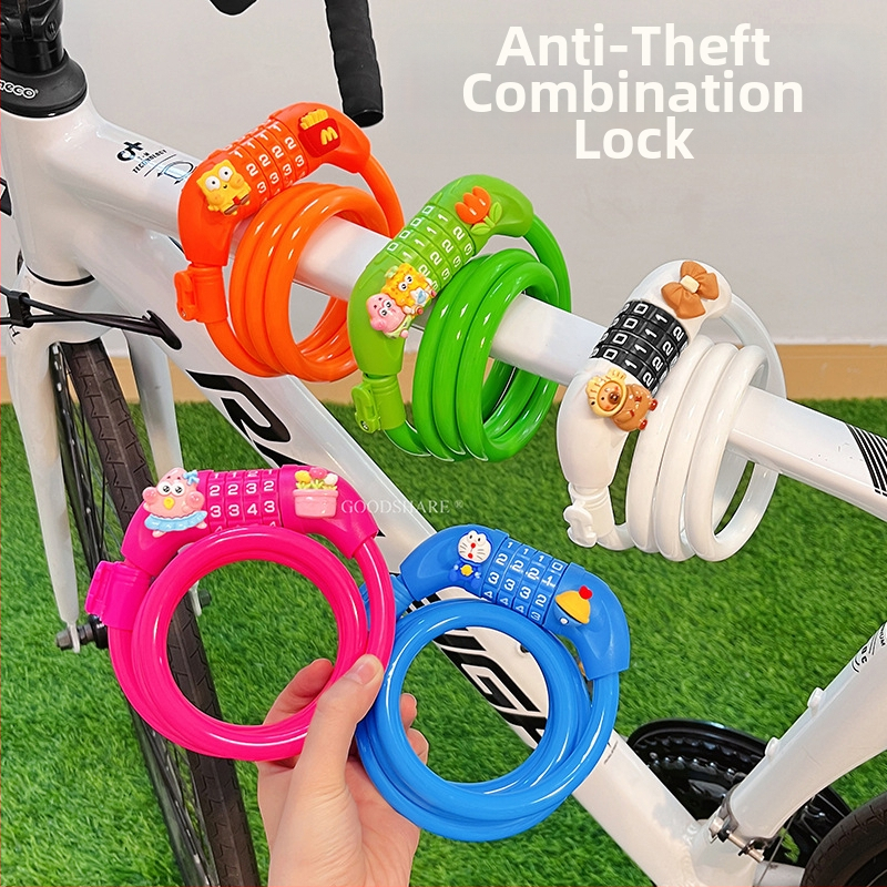 Zámok proti krádeži horského bicykla s kódom – roztomilý kreslený dizajn, model 2025, oceľový káblový zámok/retiazkový zámok (Kód produktu: Tsm+8)