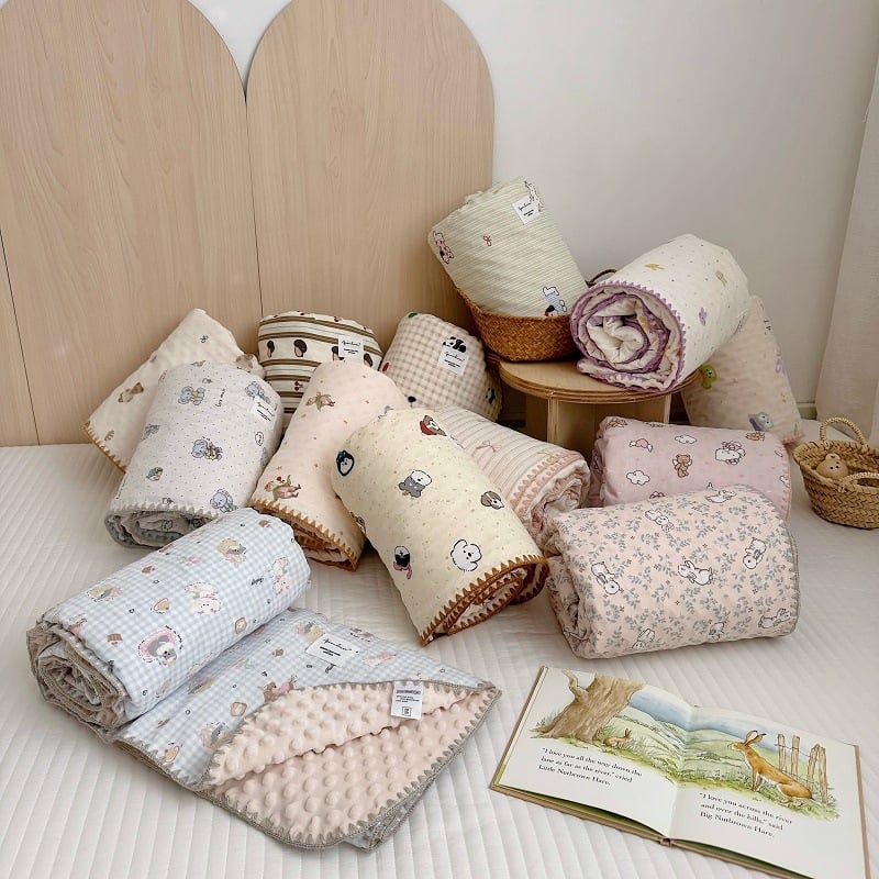 Koreai stílusú baba pléd 100% pamutból, 1500–2000 g, minden évszakra, 1–12 éves korosztálynak.