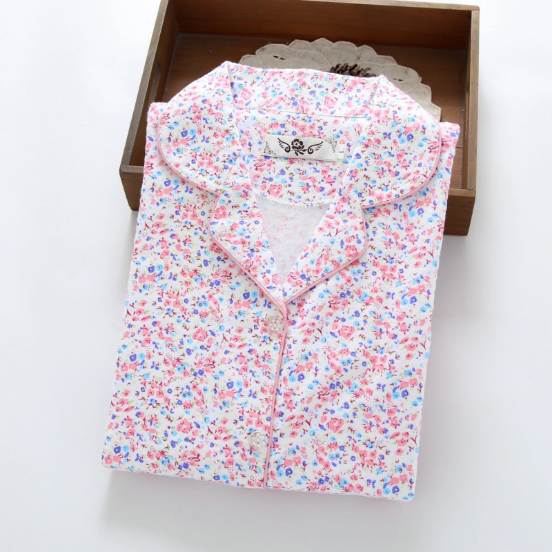 Γυναικείο σετ πιτζάμας σε ιαπωνικό στυλ, από 100% βαμβάκι, παχύ ύφασμα 251–300 g/m², cardigan με γιακά