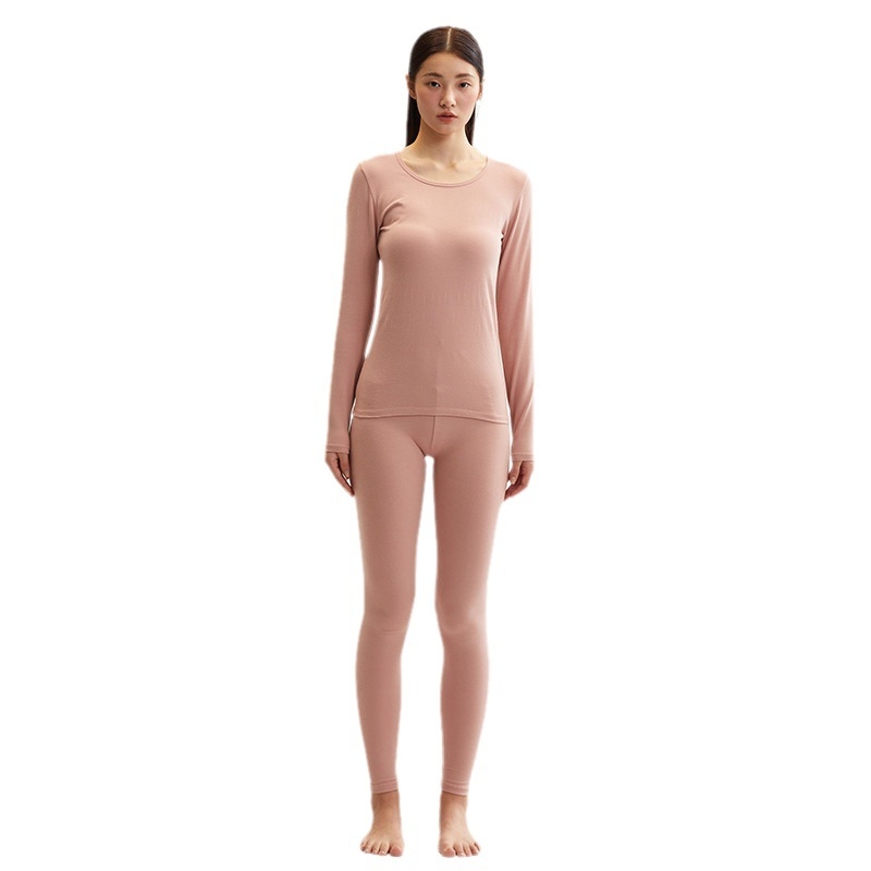 Set de lenjerie termică din bumbac pentru femei – bumbac 100%, model unic, guler rotund, mâneci lungi, țesătură subțire 121–140 g/m2