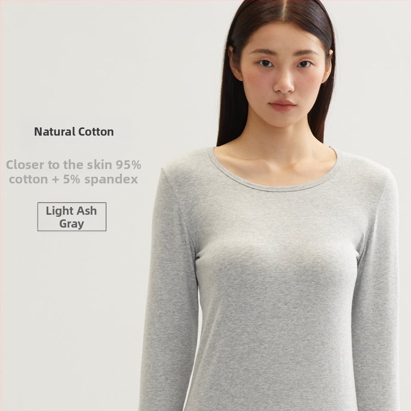 Set de lenjerie termică din bumbac pentru femei – bumbac 100%, model unic, guler rotund, mâneci lungi, țesătură subțire 121–140 g/m2