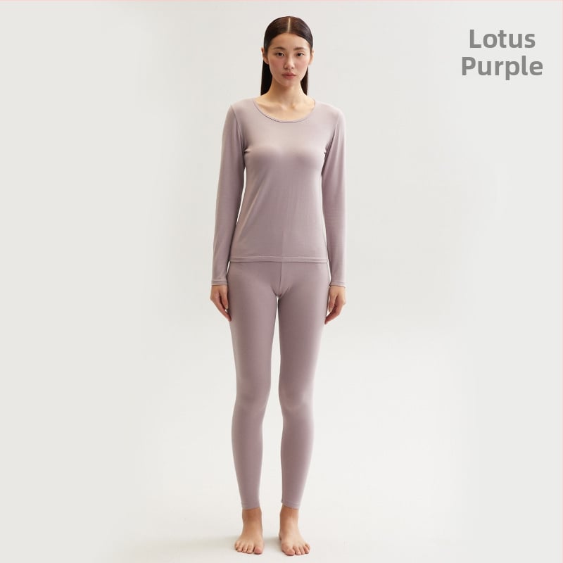 Set de lenjerie termică din bumbac pentru femei – bumbac 100%, model unic, guler rotund, mâneci lungi, țesătură subțire 121–140 g/m2