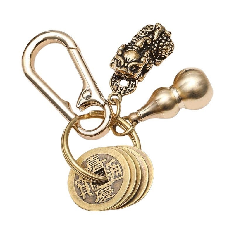 Kovový kľúčen s Pixiu, motívy tekvice a zverokruhu — prívesok na auto a tašku, unisex