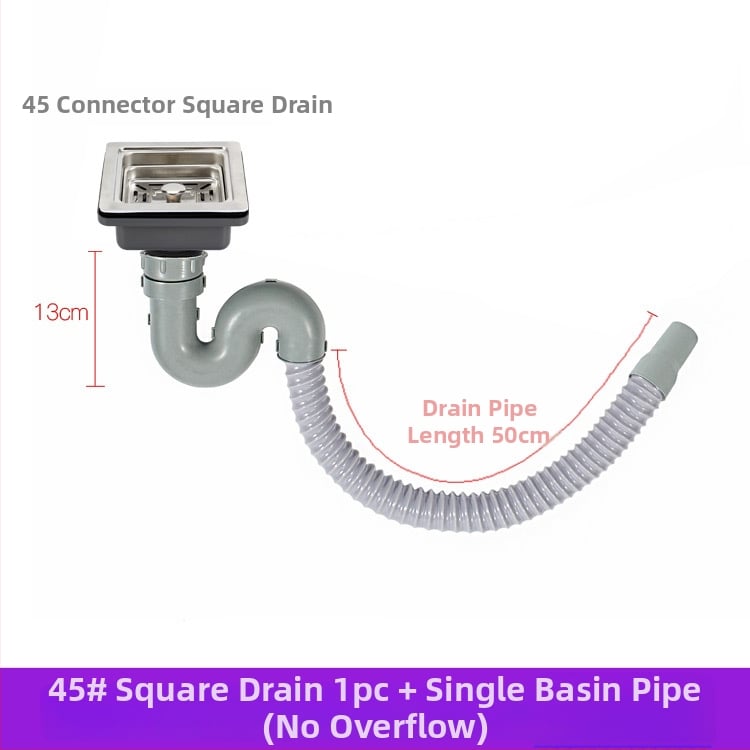 Muyun квадратен дренаж за мивка със филтър-кошничка, неръждаема стомана/пластмаса, модел Square drain, модерен минимализъм, тегло 0,2 кг