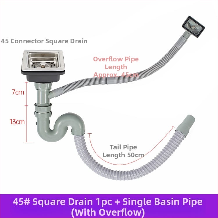 Muyun квадратен дренаж за мивка със филтър-кошничка, неръждаема стомана/пластмаса, модел Square drain, модерен минимализъм, тегло 0,2 кг