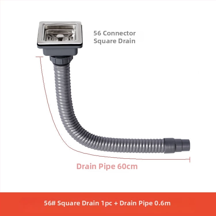 Muyun квадратен дренаж за мивка със филтър-кошничка, неръждаема стомана/пластмаса, модел Square drain, модерен минимализъм, тегло 0,2 кг