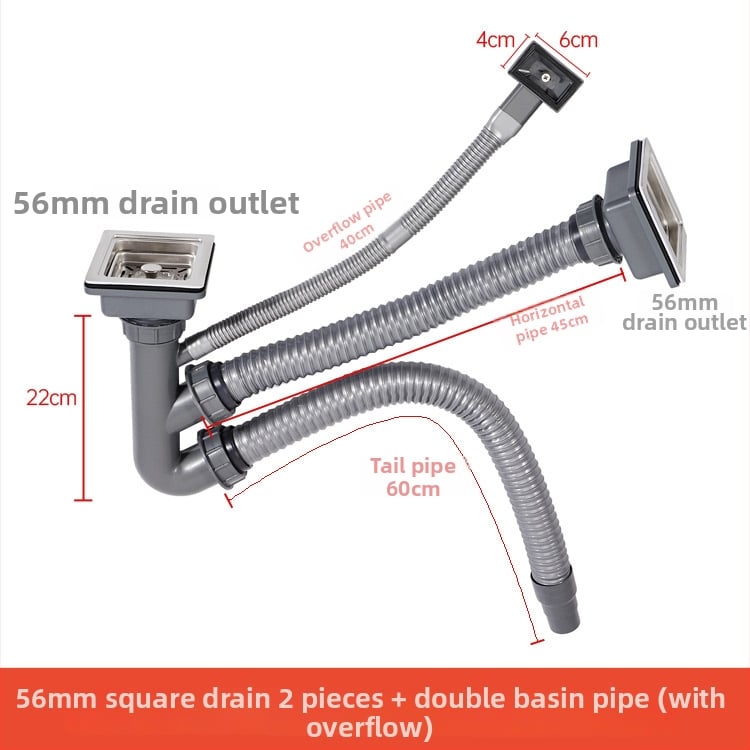 Muyun квадратен дренаж за мивка със филтър-кошничка, неръждаема стомана/пластмаса, модел Square drain, модерен минимализъм, тегло 0,2 кг