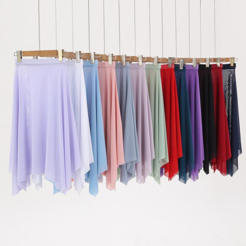 Балетна пола за жени – еластична талия, найлон >95% материя, полу-дълга мрежеста тюл пола за балетни тренировки, без гладене, Пролет 2025