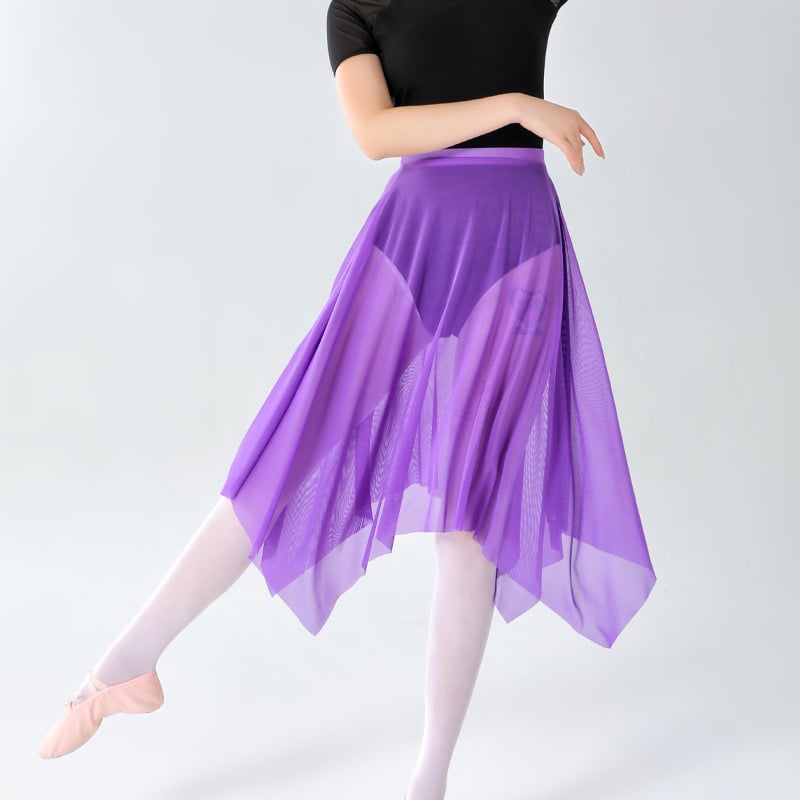 Балетна пола за жени – еластична талия, найлон >95% материя, полу-дълга мрежеста тюл пола за балетни тренировки, без гладене, Пролет 2025