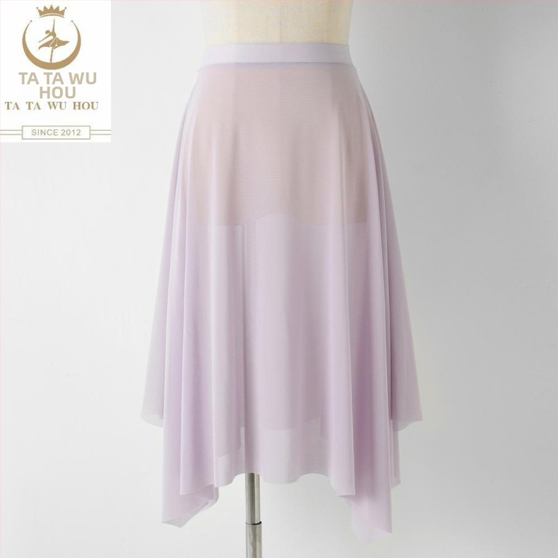 Балетна пола за жени – еластична талия, найлон >95% материя, полу-дълга мрежеста тюл пола за балетни тренировки, без гладене, Пролет 2025