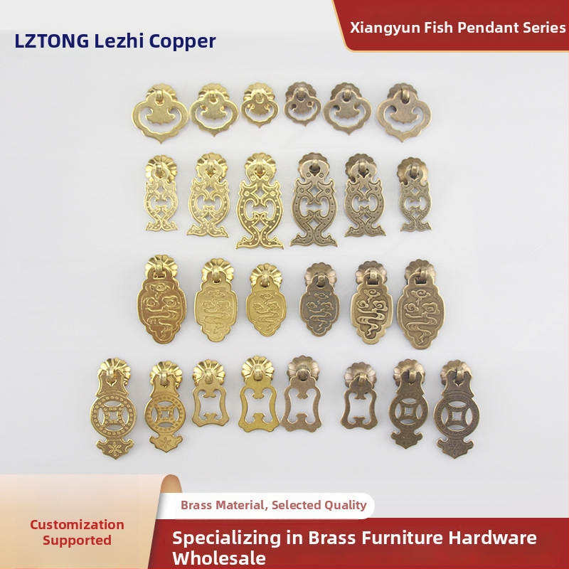 Μπρούντζινη λαβή πόρτας ντουλάπας με μοτίβο σύννεφο-ψάρι, σε στυλ Νέας Κινέζικης, για πόρτες ντουλάπών και συρταριών, μάρκα Happy Bronze