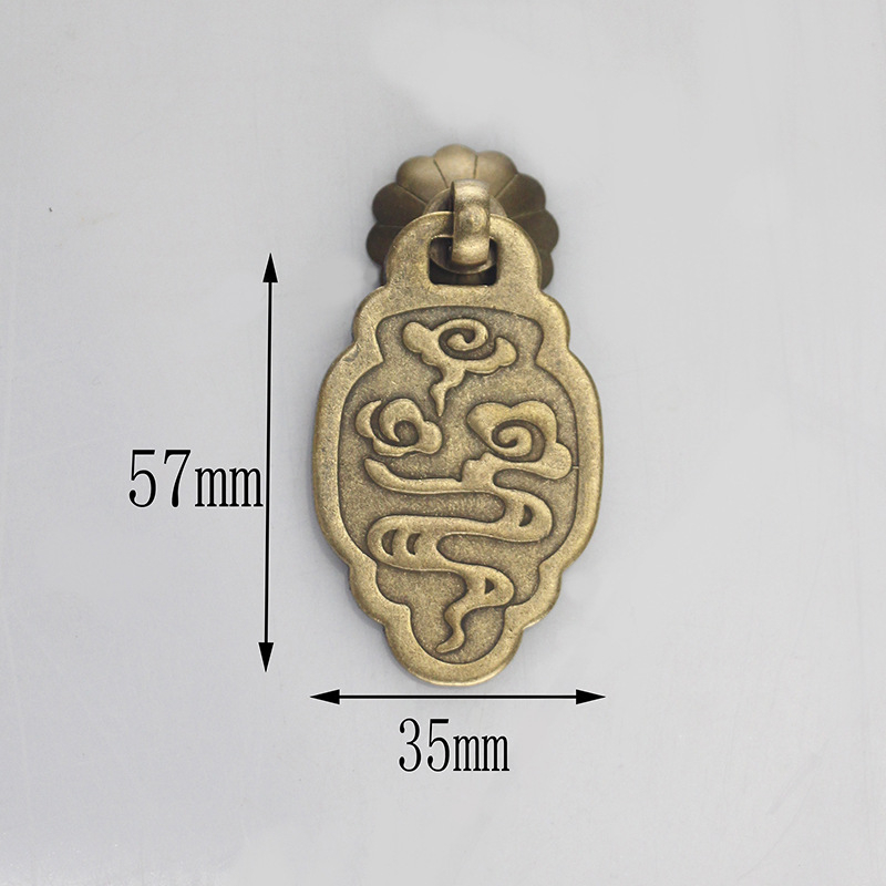 Μπρούντζινη λαβή πόρτας ντουλάπας με μοτίβο σύννεφο-ψάρι, σε στυλ Νέας Κινέζικης, για πόρτες ντουλάπών και συρταριών, μάρκα Happy Bronze